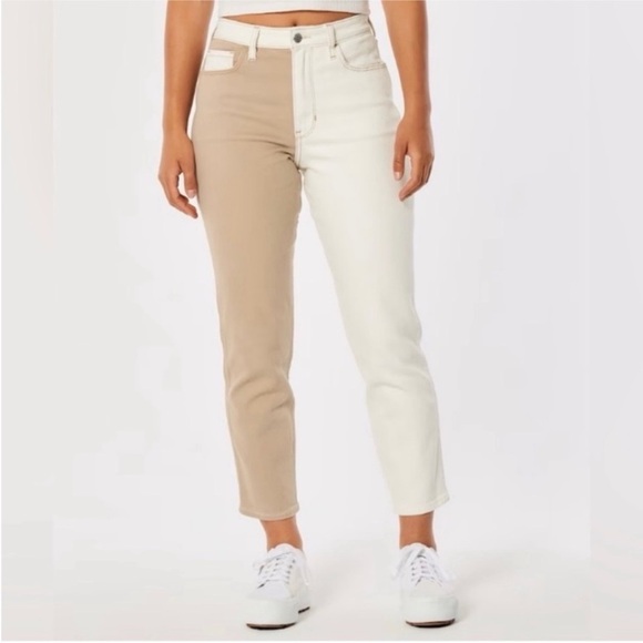 Hollister Denim - Hollister color block ultra high rise mom jean